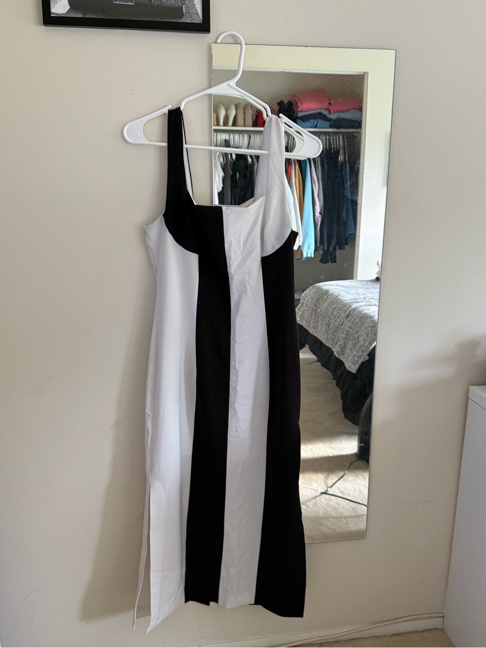 Anthro Black & White Striped Midi Dress